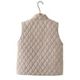 thumbnail image 3 of Gamivast Quilted Vest for Women Lightweight Full Zip Oversized Sleeveless Jackets with Pockets Casual Winter Solid Color Stand Collar Padded Outerwear Fall Fashion Coats, 3 of 5