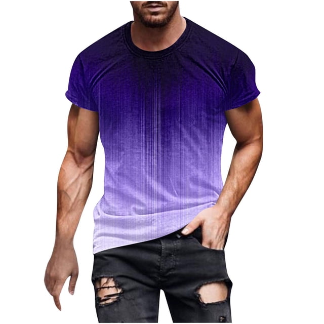 Camisetas de Manga Larga para Hombres Imprimir Camiseta de Cuello Redondo, Top de Manga Corta Casual para la Primavera Y el Verano