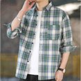 thumbnail image 5 of USNSM Men's Plaid Shirt Casual Work Cardigan Tops Lapel Collar Button-down Long Sleeve Shirt with Chest Pocket Green XL, 5 of 7