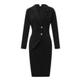 thumbnail image 6 of Qmyliery Women Casual Bodycon Dress Long Sleeve Solid Color Business Formal Dress for Cocktail Party, 6 of 9