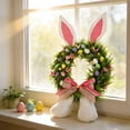 thumbnail image 5 of SCNOR Bunny Ear Easter Wreath, Flocked Bunny Wreath with Pastel Eggs & Flowers for Front Door, Indoor Outdoor Spring Home Decor, 5 of 6