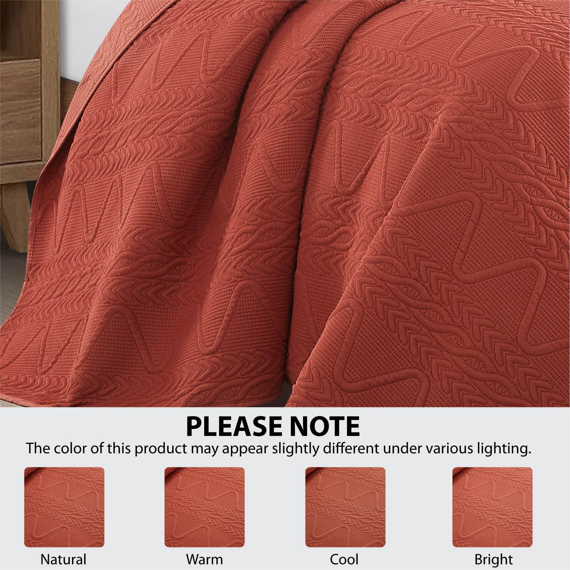 Mainstays Stitched Corded Quilt, Red Canyon, King Bedding