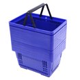thumbnail image 5 of Shopping Baskets with Handles Plastic Shopping Totes Set of 12 Blue Handheld, 5 of 12