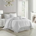thumbnail image 3 of Lanco Luxury 7 Piece White Comforter Set , Queen Size , Jacquard Girls Bedding , All Season Leaves Bedding Set Cozy Home Decor, 3 of 5