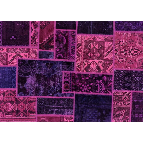 Ahgly Company Indoor Rectangle Patchwork Pink Transitional Area Rugs, 5' x 7'