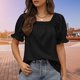 thumbnail image 1 of Camisetas De Mujer Camiseta de verano para mujer, camisetas casuales de cuello cuadrado de ajuste holgado para fiesta (negro S) Cgtredaw para Mujer Negro T S, 1 of 6