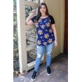 thumbnail image 2 of Plus Floral Print & Ribbed Black Colorblock Top Navy Floral 3XL, 2 of 5