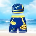 thumbnail image 2 of Quealent Boys Swim Trunks - Boy Bathing Suit Quick Dry Beach Swimsuit Toddler Stretch Shorts and Swimming Cap (Light Yellow, 7-8 Years), 2 of 6