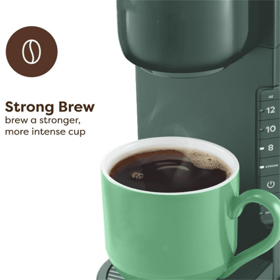 Single Serve Coffee Maker, 3 Brew Sizes, Strong Button Feature, 42oz Removable Reservoir, Evergreen