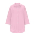 thumbnail image 6 of ibuvkizy Women's 2025 Fashion Button Shirts Summer Loose 3/4 Sleeve Tops Cute V-Neck Solid Casual Blouses Button Up Shirts for Women,Sizes S-2XL, 6 of 6