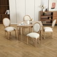 thumbnail image 4 of French Country Dining Chairs Set of 6, Upholstered Dining Room Chairs with Round Backrest, Linen Dining Chairs for Dining Room, Bedroom, Kitchen, Beige, 4 of 10