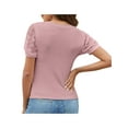 thumbnail image 5 of Womens Patchwork Short Sleeve Tops Shirt Slim Fit Casual Waffle Tee Blouse, 5 of 7