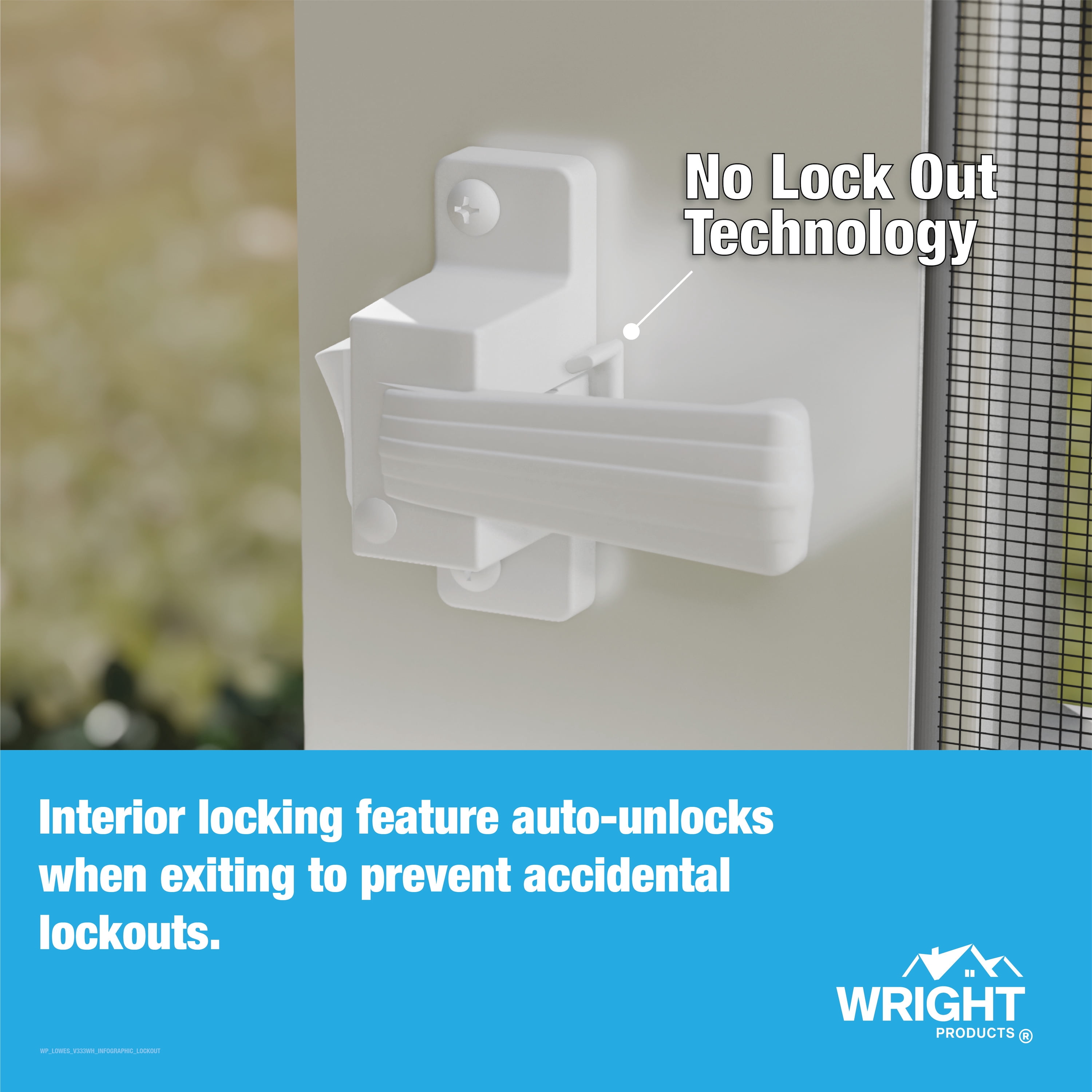 Wright Products Push-Button Screen Door Latch, White, for Out-Swinging Wood and Metal Doors