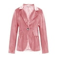 thumbnail image 5 of purcolt Velvet Blazers for Women Long Sleeve Notched Lapel Business Casual Dressy Suit Jackets Open Front Elegant Work Office Cardigan Top with Pockets, 5 of 8