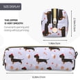 thumbnail image 3 of Rateoe Dachshund Dog Puppy Print Leather Pencil Case with Smooth Zipper, Compact Storage for Writing Tools & Art Supplies, 8.26" x 1.96" x 2.16", 3 of 7