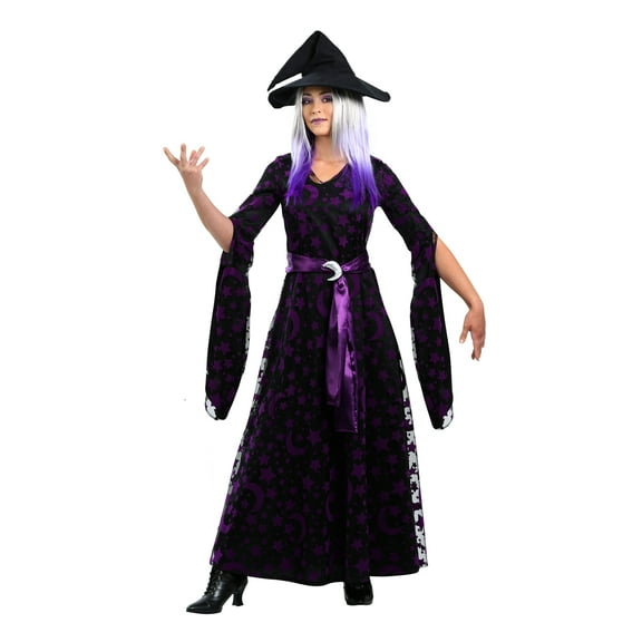 Women's Plus Size Purple Moon Witch Costume