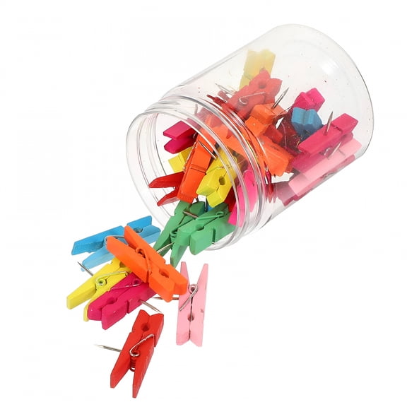 ACDANC 30 Pcs Thumbtacks Tacks Clamp Push Pin Clips Decorative Thumbtacks Pushpins Clothespins Wooden Stainless Steel