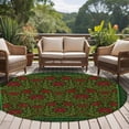 thumbnail image 4 of Round Rugs 6Ft, Vintage Red Roses Round Area Rug Washable Indoor Throw Carpet, Green Abstract Art Floral Ethnic Soft Non Slip Circle Rug for Office Cabinet Home Decor Aesthetic, 4 of 8