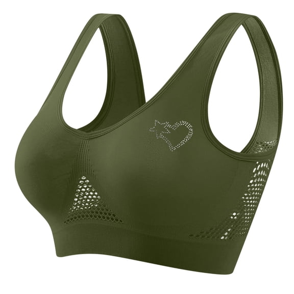 ATOYSOY Sports Bras for Women Hollow Out Breathable Sports Workout Racerback Bralette Yoga Bra (Army Green,S)