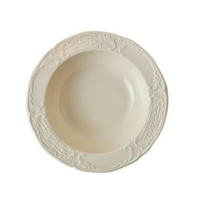 Cream Color Tableware Ceramic Pasta Plate Round Pasta Bowl Home Soup Plate Restaurant Cafe Salad Plate Simple Dessert Plate Solid Color Deep Plate