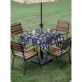 thumbnail image 4 of Outdoor Tablecloth with Umbrella Hole for Patio/Picnic/Party/Camping, Navy Blue Dog Paw Waterproof Table Cloth Square Cover Washable, Modern Geometric Abstract Aesthetics (60"x 60"), 4 of 9