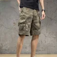 thumbnail image 5 of Pantalones cortos cargo para hombre, estilo medio camuflaje, bermudas masculinas, Y2k, bolsillo frontal, cintura elástica, anchos, cómodos y holgados, novedad de 2025, 5 of 5