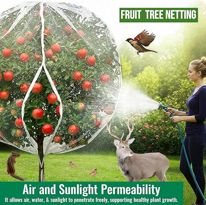 2 Pack Drawstring Blueberry Netting for Bushes - Easy Install Reusable Garden Netting, Protective Mesh for Fruit Trees & Tomato Plants, Blocks Birds, Squirrels & Insects