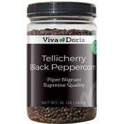 Viva Doria Tellicherry Black Peppercorn, Steam Sterilized Whole Black Pepper, 16 Ounce, For Grinder Refills