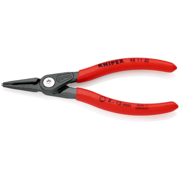 KNIPEX 48 11 J0 SB Pinza de precisión para anillos de retención interiores en taladros recubiertos de plástico antideslizante acabado pavonado 140 mm