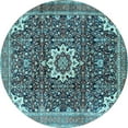 thumbnail image 1 of Ahgly Company Indoor Round Medallion Light Blue Traditional Area Rugs, 7' Round, 1 of 4