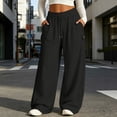 thumbnail image 2 of LEAVINGSUO Wide Leg Sweatpants for Women Solid Color Sweatpants With Pockets Long Pants For Home And Outdoor Sports Black S, 2 of 8