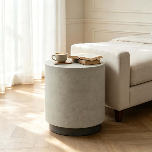 Minimalist Round End Table, Contemporary Accent Table, Stylish Low Profile Sofa Table