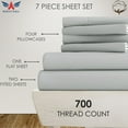 thumbnail image 3 of 7-PC Split King Sheet Set for Adjustable Bed - (Extra Pillowcases) 700-Thread-Count 100% Egyptian Cotton, Sateen Weave - Long Staple 700TC Cotton, 10-Inches Deep Pockets - Silver Grey, 3 of 7