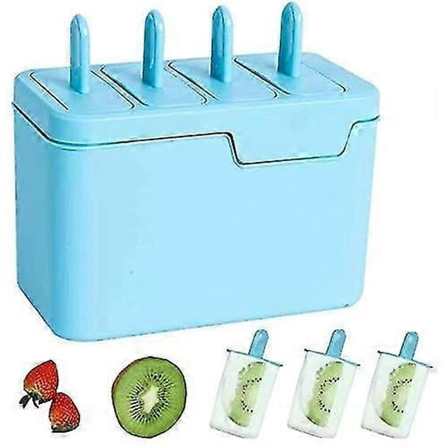 Freeze Ice Lolly Maker,ice Lolly Moulds,4 Moulds,mini Ice Lolly Moulds Fresh Fruitsicles Frozen Purees Moulds,ice Creamblue