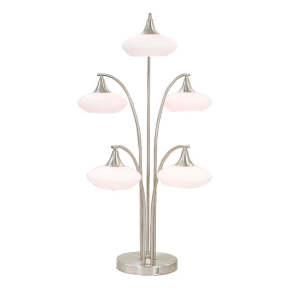 Benjara 31" Table Lamp- 5 Dome Shape Shades- Glass- S& Chrome Finished Metal