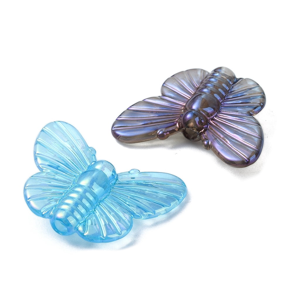 Transparent Acrylic Beads Butterfly Mixed Color 19x25x6mm Hole: 2mm