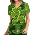 thumbnail image 1 of EGNMCR Hauts de Sarrau Femmes Mode Femmes Impression de la Saint-Patrick Manches Courtes Col en V Hauts Uniforme de Soins Infirmiers, 1 of 5