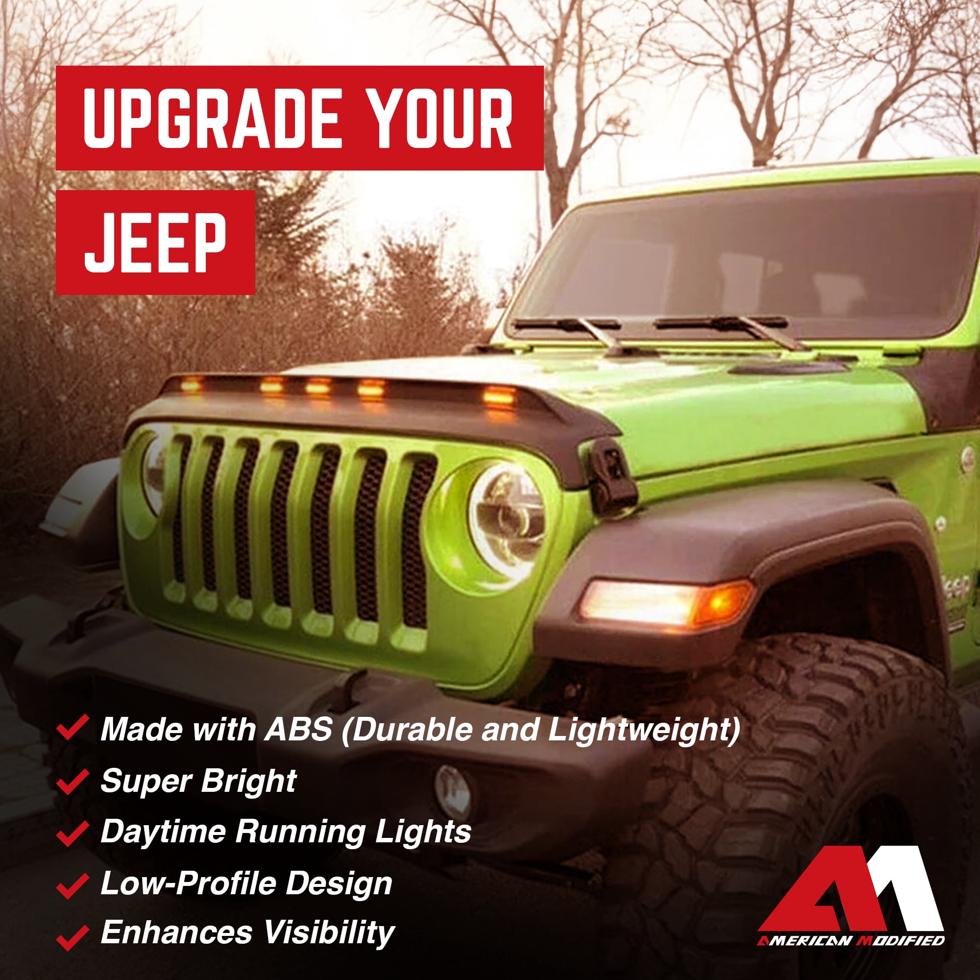 AMERICAN MODIFIED Front Hood for 18 to 23 Jeep Wrangler JL & Gladiator JT