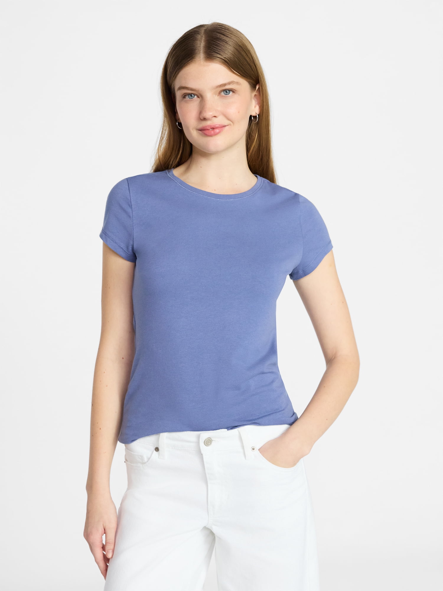 No Boundaries Crew Neck Tee with Short Sleeves, 1 or 3-Pack, Women’s