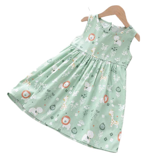 Qudderr Robes Imprimées pour Petite Fille, Robe d'Été Sans Manches, Robe Décontractée pour Tout-Petits, 2-8 Ans