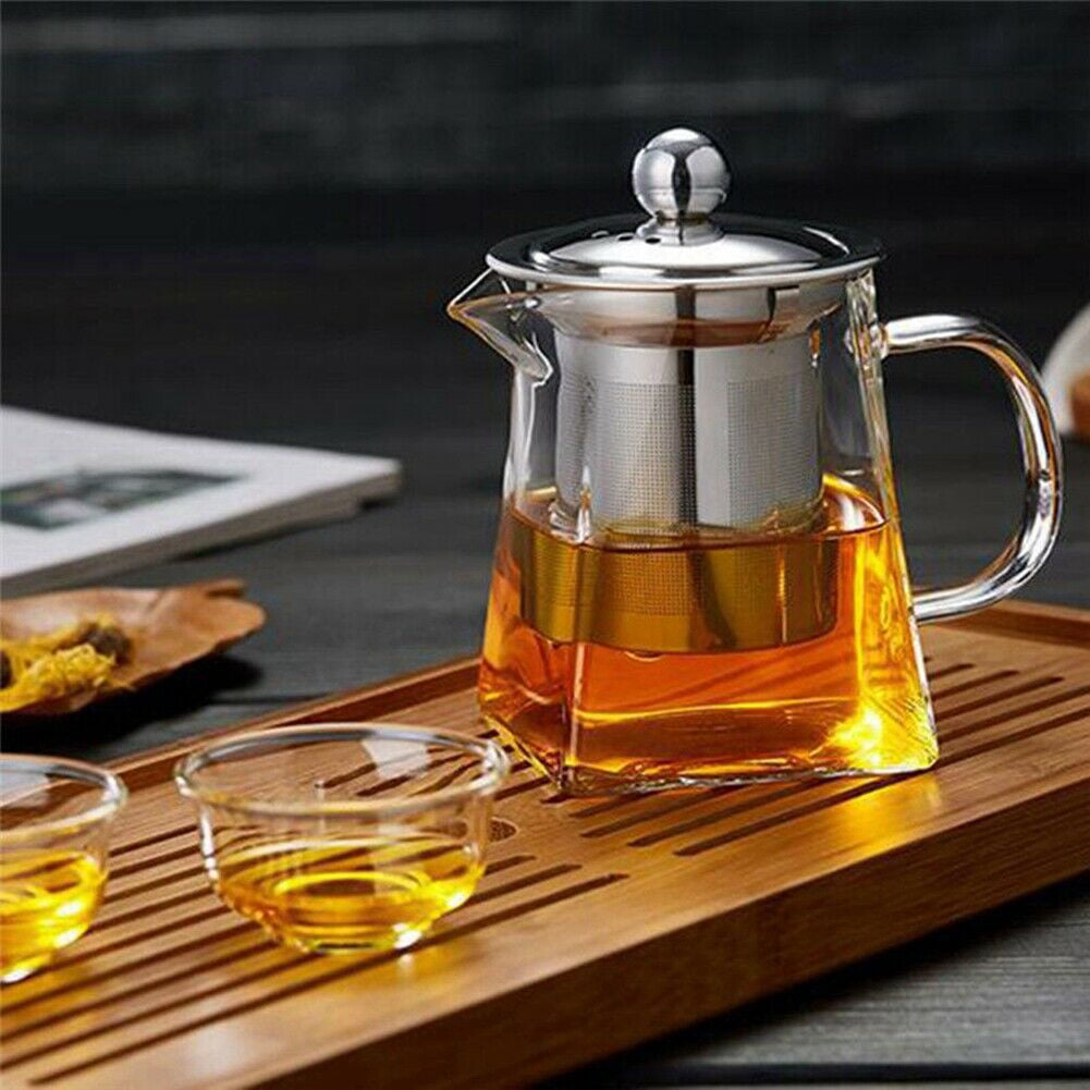 Clear Glass Teapot with Infuser Tea Strainer Pot Glass teapot Stovetop Safe,GlassTea Kettle Stainless Steel with Infusers for loose,Flowering and Blooming Tea 800ml/27Oz 