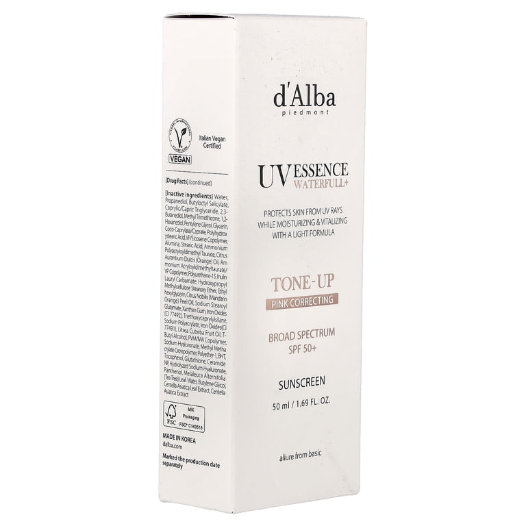 d'Alba UV Essence Waterfull+ Sunscreen, Tone-Up Pink Correcting