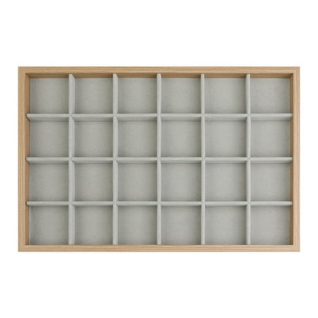Unique Bargains Wood Jewelry Trays with Removable Dividers for Drawers Jewelry Organizer Light Brown-24 Grid Tray