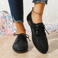 thumbnail image 5 of Viluyesy Womens Faux Leather Flats, Lace Up Soft Sole Comfortable Casual Walking Work Office Shoes Black US6, 5 of 7