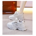 thumbnail image 3 of Women Chunky Platform Sneakers, Thick Rope Lace Faux Leather Comfort Casual Daily Walking Fashion Athletic Shoes, 3 of 5