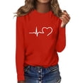 thumbnail image 2 of Tittly T Shirts for Women Graphic Tees Ladies Fashion Long Sleeve Round Neck T Shirt Womens Long Sleeve Tops Tshirts Shirts Red S, 2 of 5