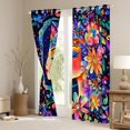 thumbnail image 3 of Flowers Window Curtains Watercolor Crescent Moon Stars Decor Window Drapes Teens Adults Colorful Daisy Floral Exotic Curtains for Living Room 2 Panels 52Wx63L, 3 of 6
