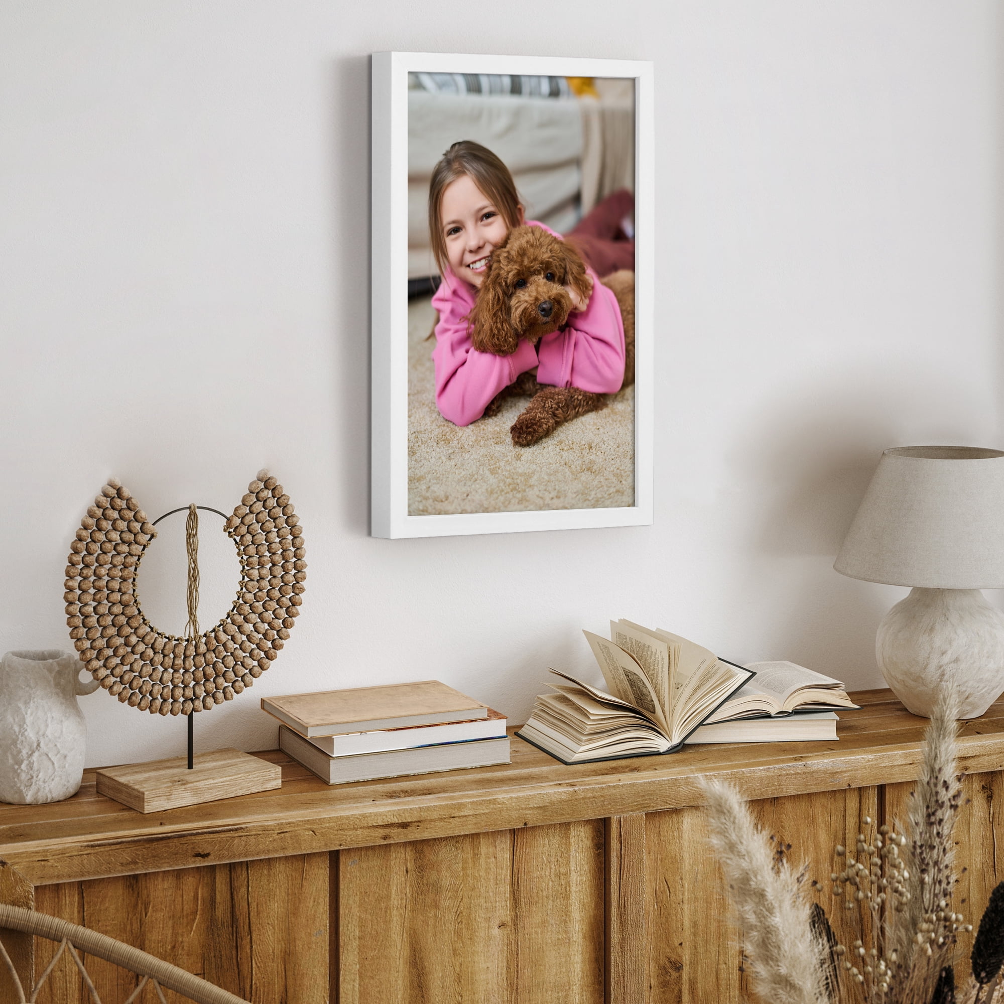 Americanflat 12" x 18" Gallery-Style Picture Frame with Mat to Secure Artwork, Prints, and Photos - White