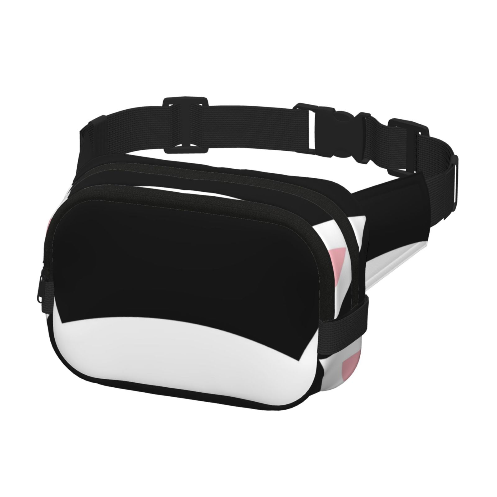 Picia Cat Meow Print Square Double-Layer Waist Bag Mini Adjustable Waist Belt Bag Exercise Running Travel Hiking