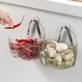 thumbnail image 1 of Cesta de almacenamiento de cocina organizador para colgar en la pared | Estante de escurrido de plástico ABS Vegetal Ajo Cebolla Jengibre | Apilable multiusos | Gris/Verde | 1 pieza | 6,88 x 4,92 x, 1 of 8